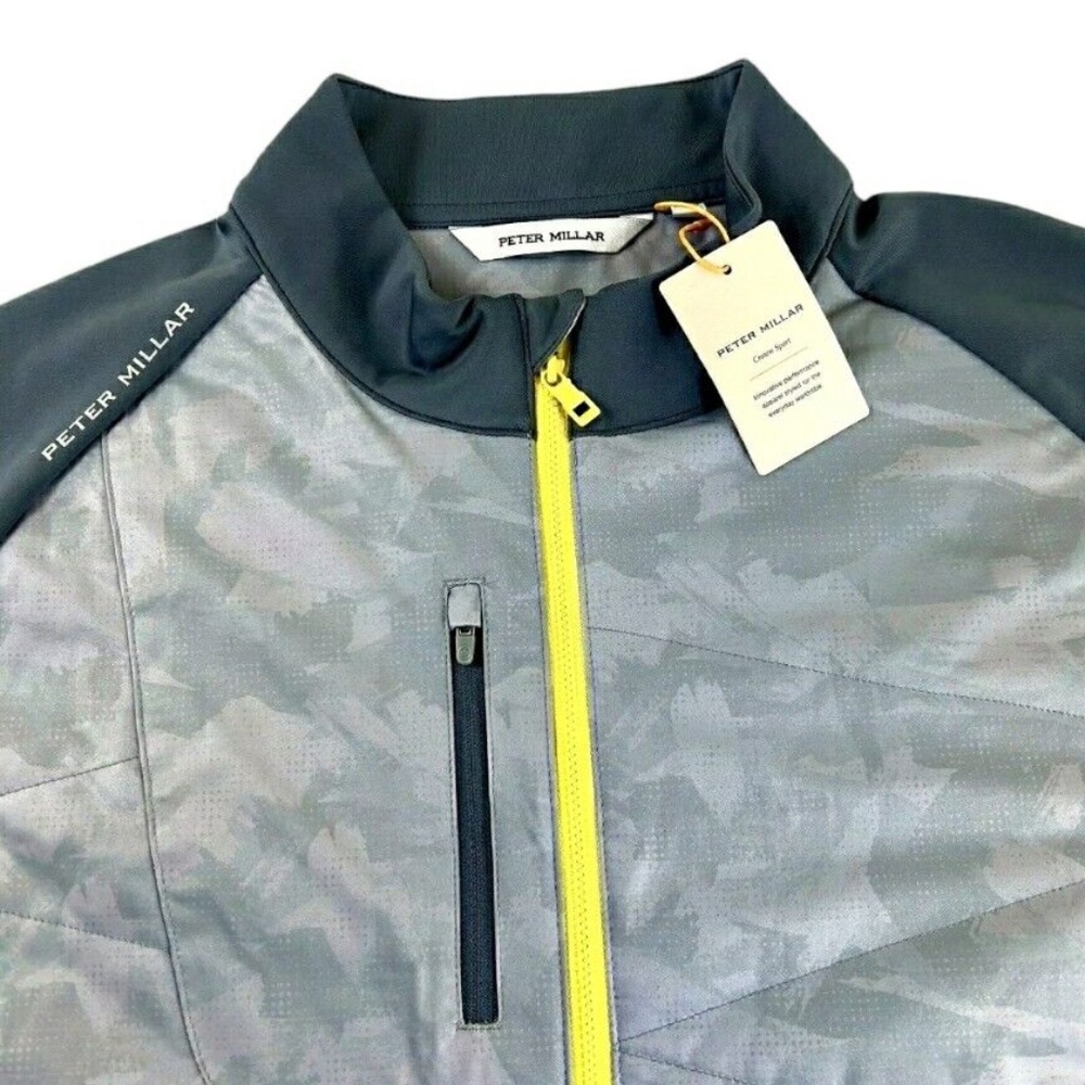 NEW Peter Millar Golf Mens XL Grey Performance Full Zip Hybrid Jacket $200